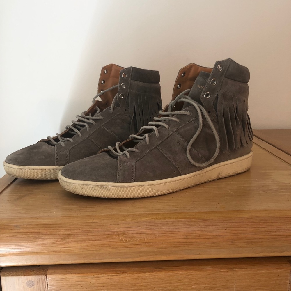 Saint Laurent Gray Fringe Men’s Sneaker - Picture 3 of 5